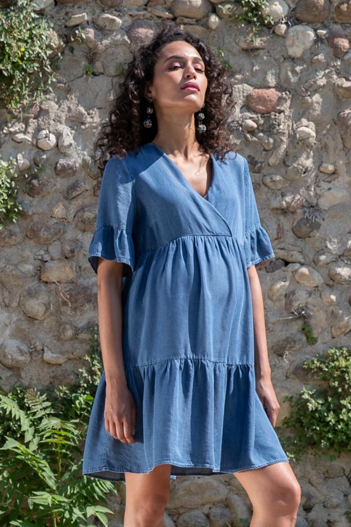 Tencel Maternity Dress in Denim-Look