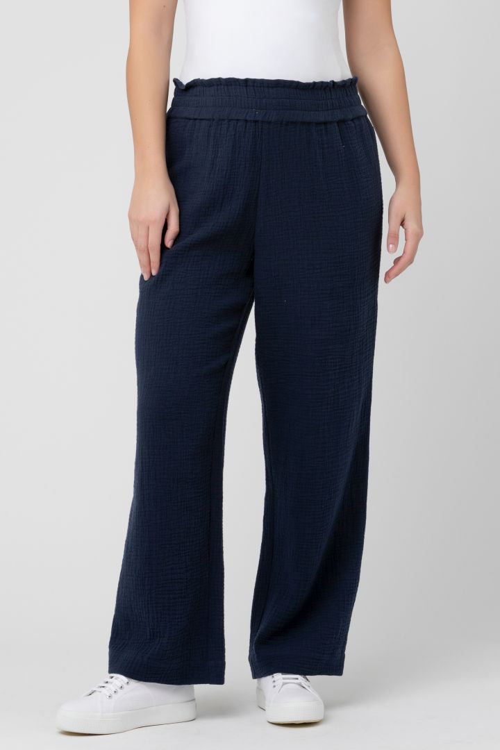 Wide Leg Musselin Umstandshose navy