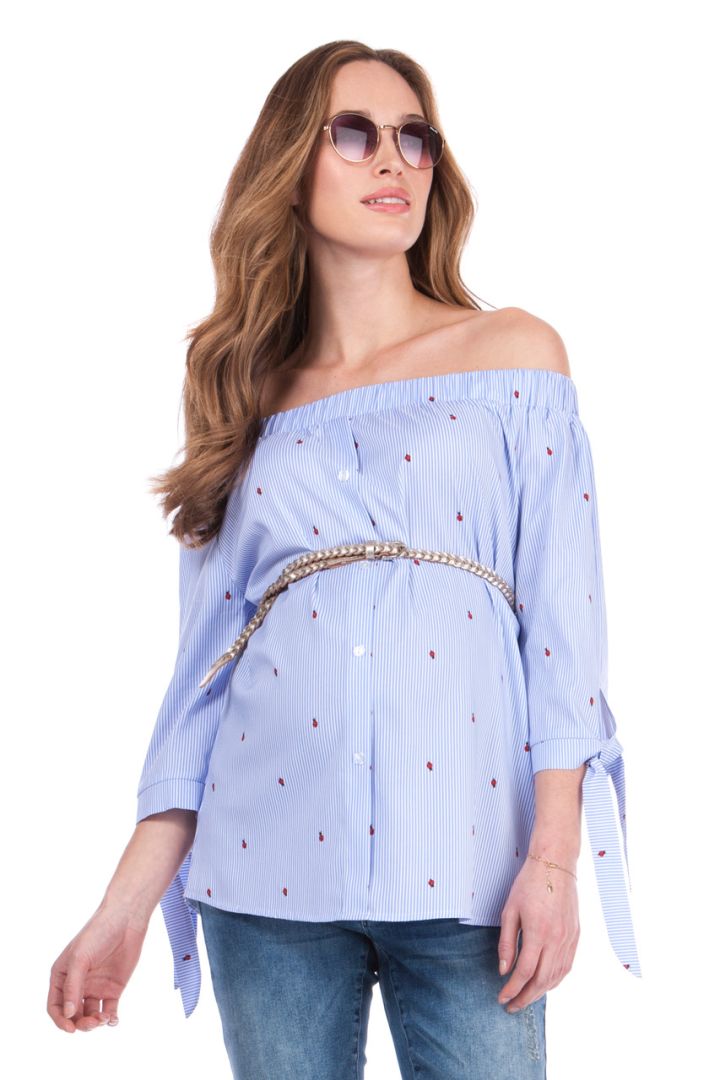 Off Shoulder Umstandsbluse mit Knotendetails