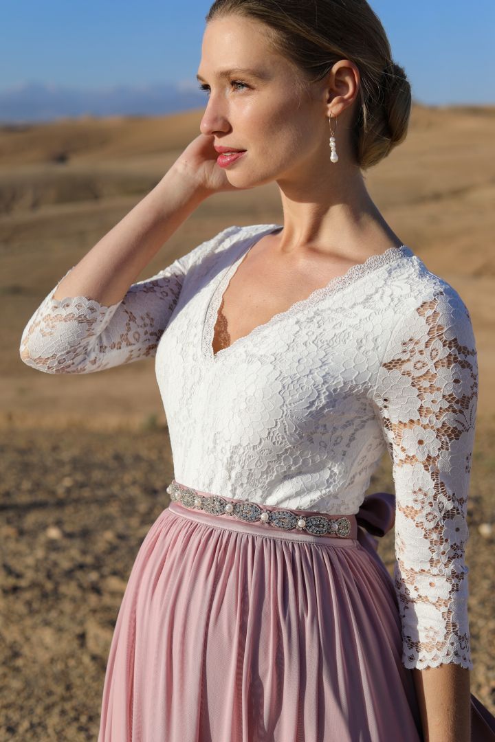 Brautkleid Schärpe mit Ziersteinbesatz altrosa