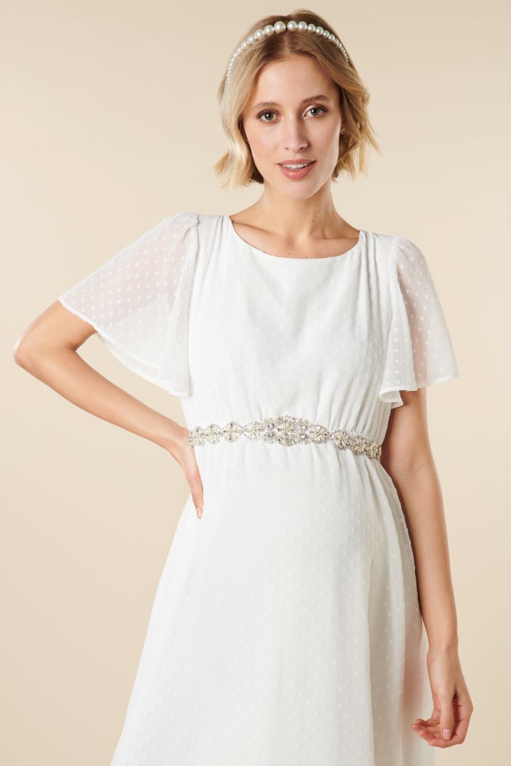 Umstandsbrautkleid mit Schleifendetail am Rücken