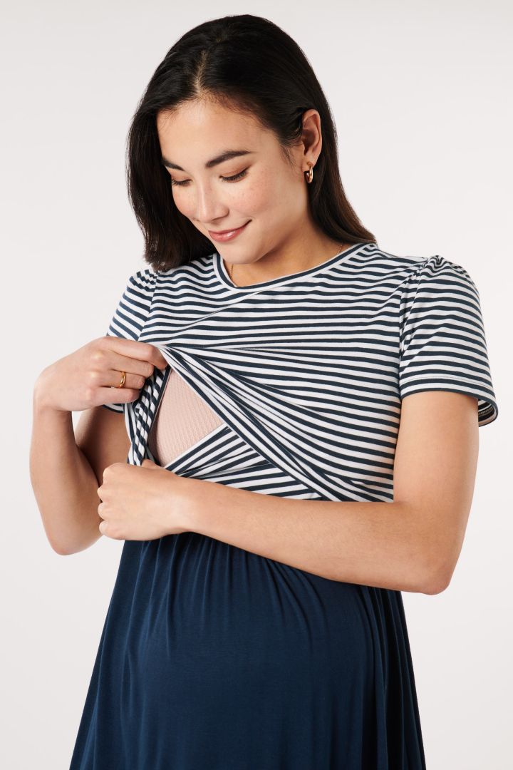 Organic Umstands- und Stillkleid mit Streifentop