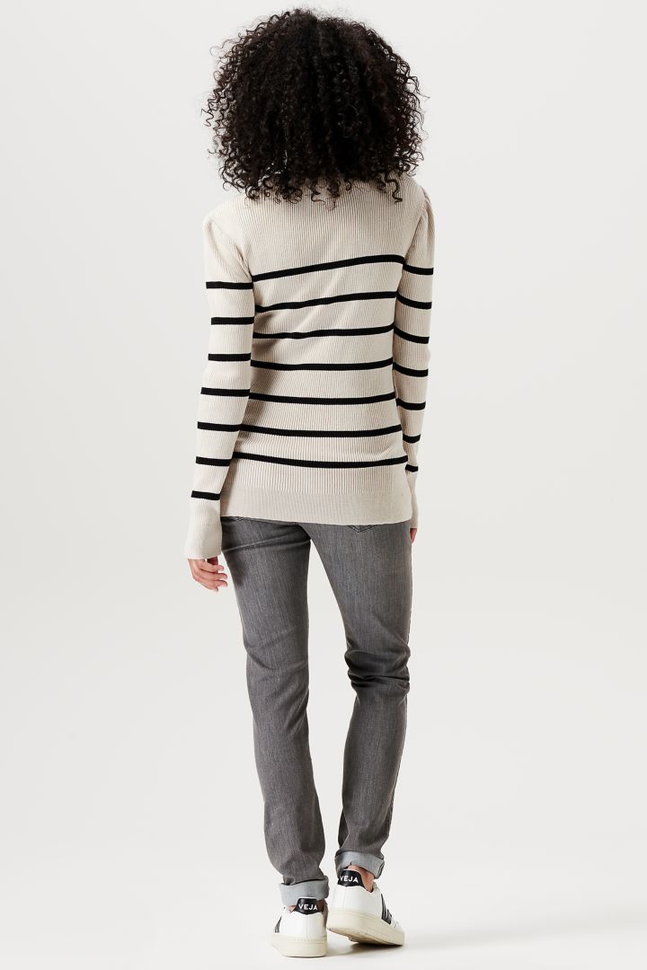 Umstandspullover mit Streifen creme