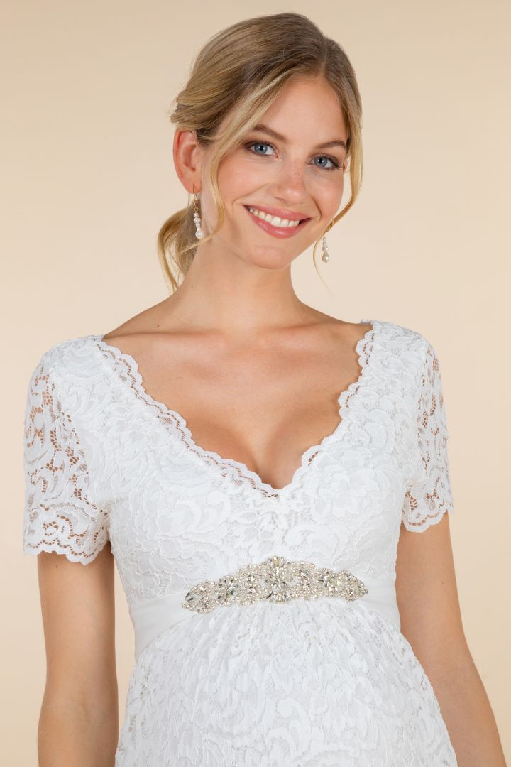 V-Neck Umstandsbrautkleid mit Rückenausschnitt