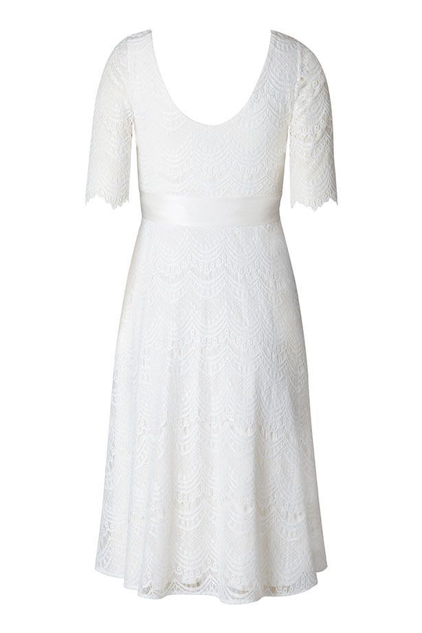 Umstandsbrautkleid mit halblangen Spitzenärmeln