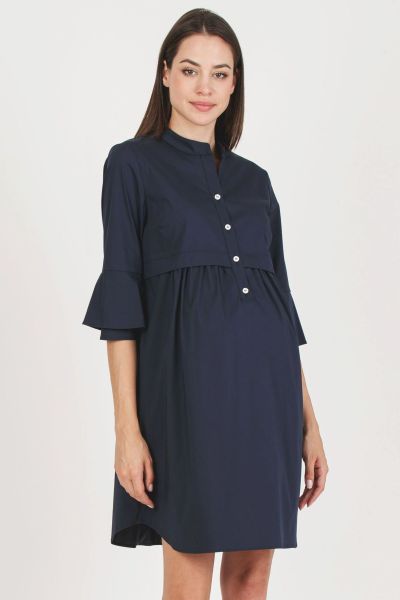 Umstands- und Still-Hemdblusenkleid navy