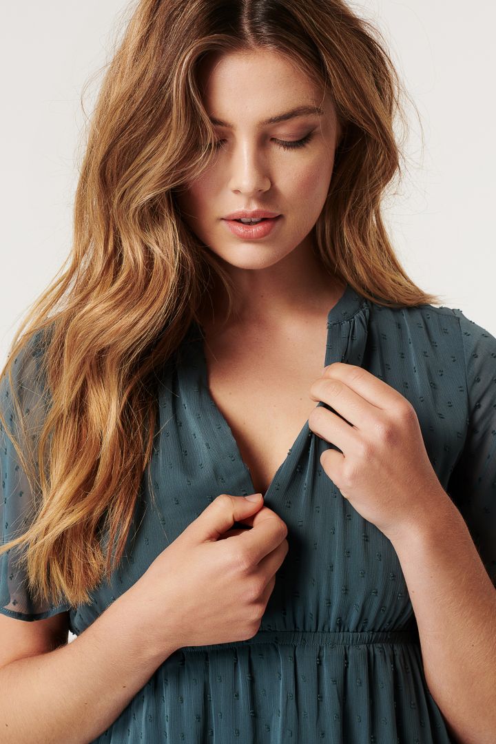Maternity and Nursing Dress with Cap Sleeves