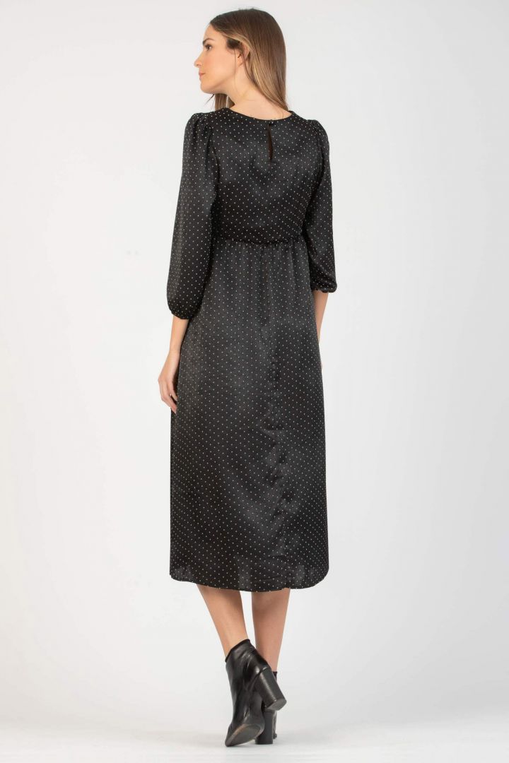Midi Maternity Dress with Polka Dots black