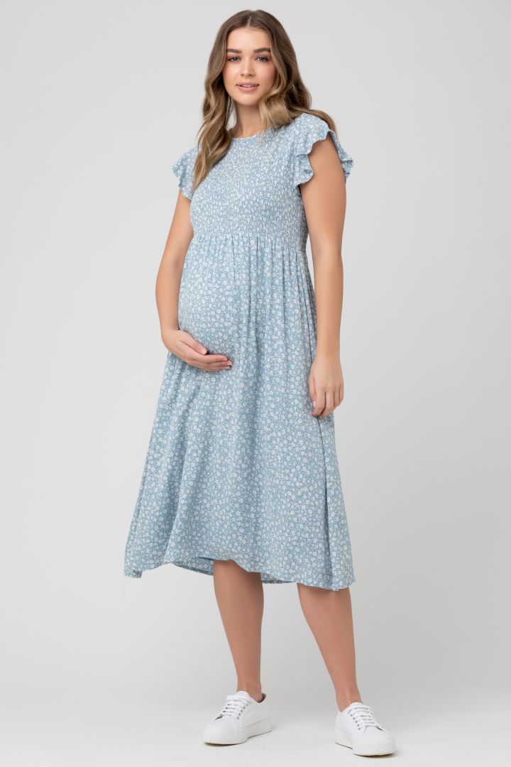 Midi Umstandskleid mit Flügelärmeln