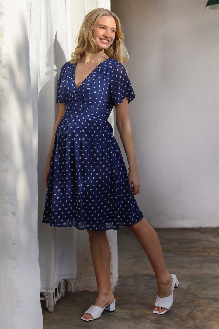 Chiffon Maternity and Nursing Dress with Dots