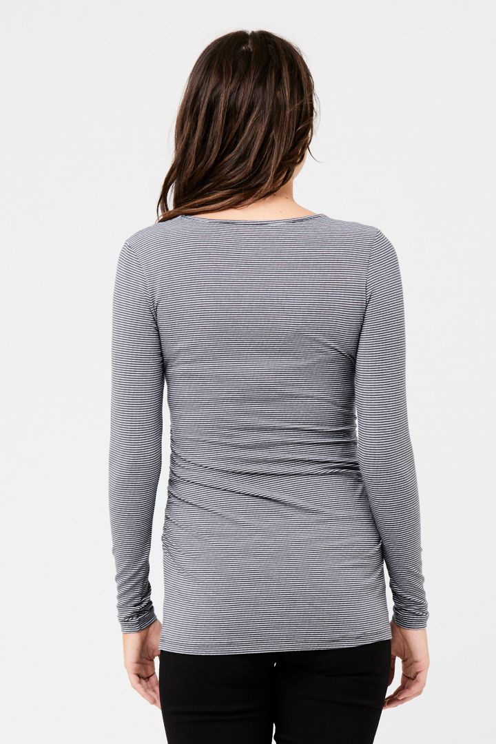 Stripe Umstands- und Stillshirt grau-weiß