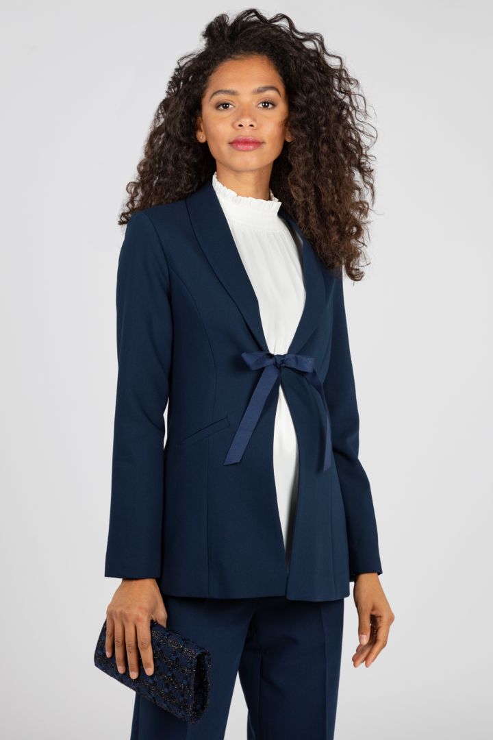 Umstandsblazer mit abnehmbarer Schleife navy
