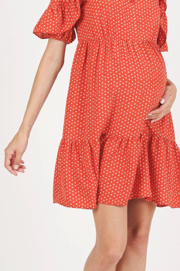 Umstands- und Still-Tunikakleid mit Polka Dots coral