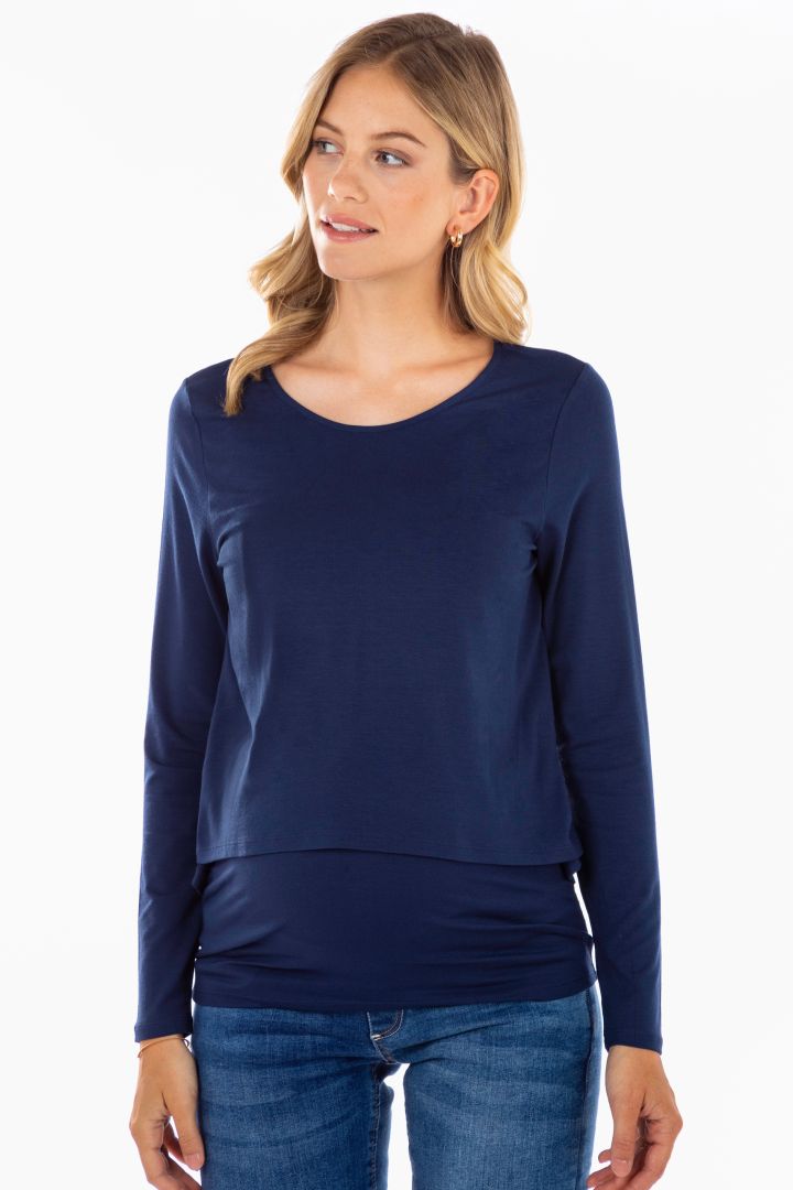 Ecovero Doppellagiges Umstands- und Stillshirt navy