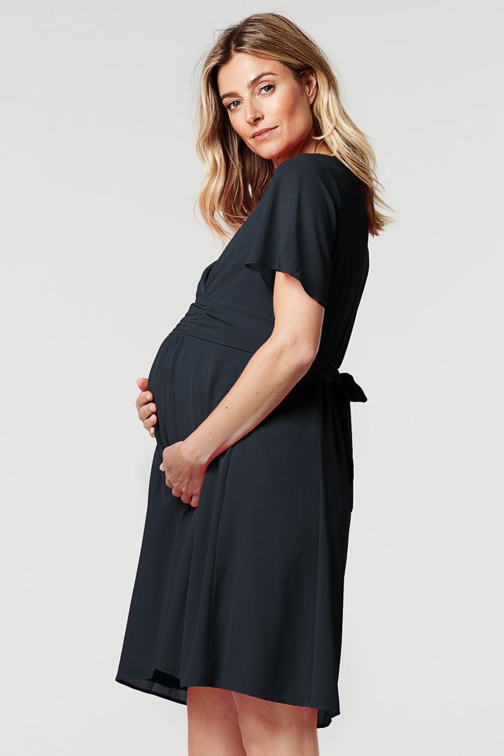 Eco Chiffon Maternity and Nursing Dress navy