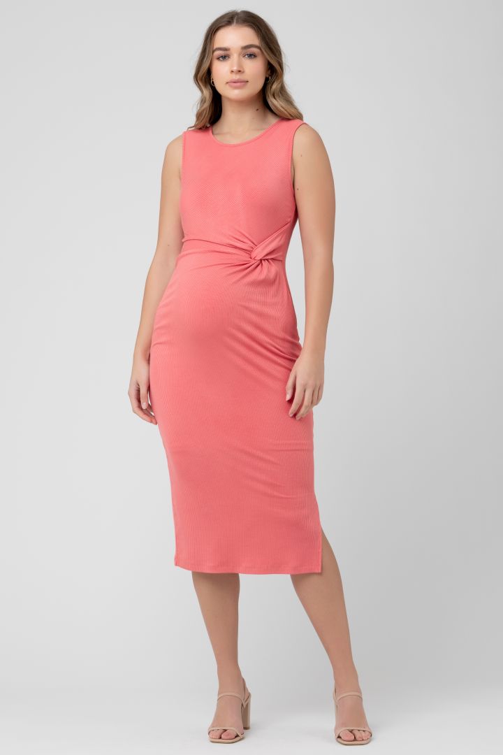 Ribbed Midi Umstandskleid koralle