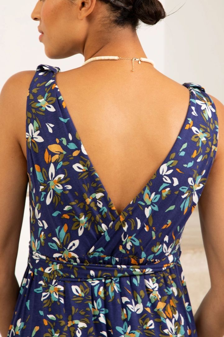 Maxi Maternity and Nursing Strap Dress with Floral Print blue