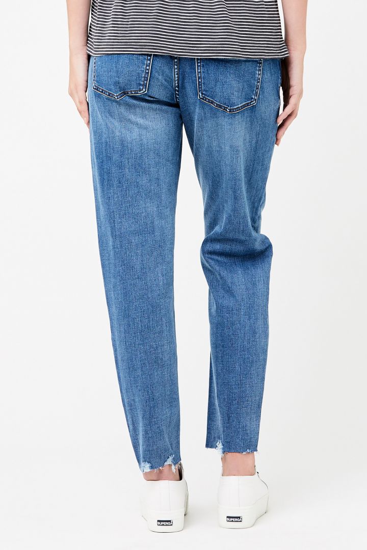 Girlfriend Umstandsjeans mit offenen Saumkanten