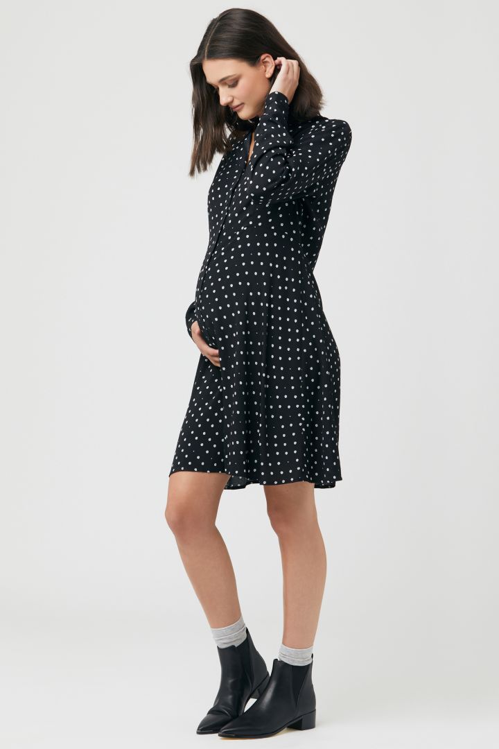 Maternity and nursing shirt blouse dress with dots print
