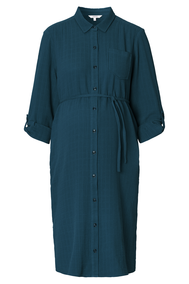 Musselin Umstands- und Still-Hemdblusenkleid petrol