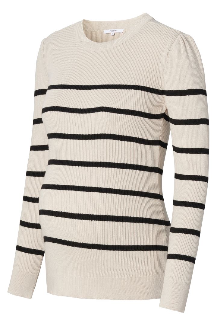 Umstandspullover mit Streifen creme