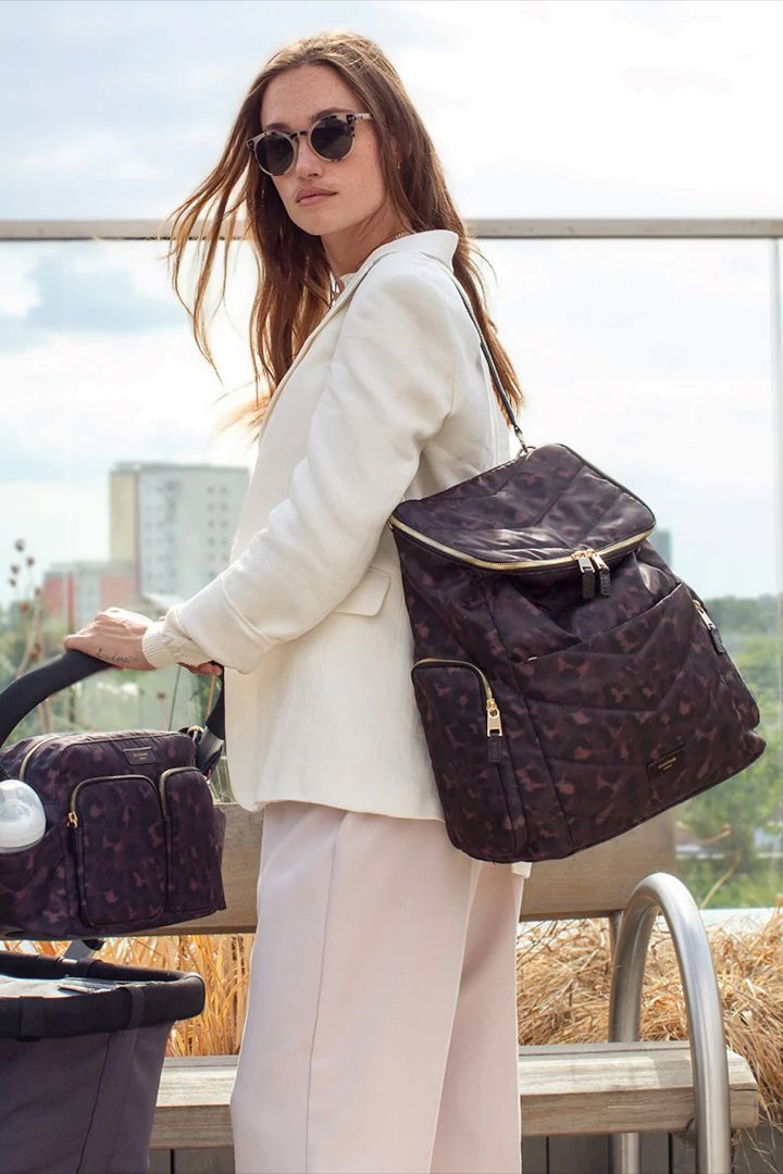 Storksak 2 in 1 Diaper Backpack and Shoulder Bag with Leopard print