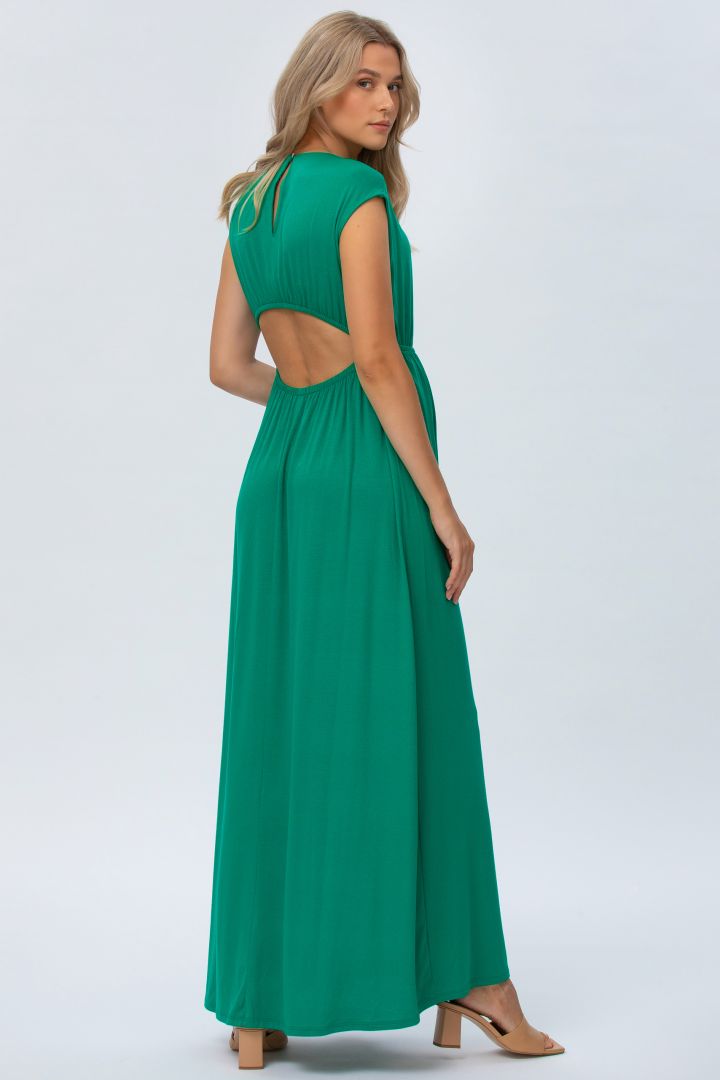 Maxi Maternity Dress with Back Cutout green