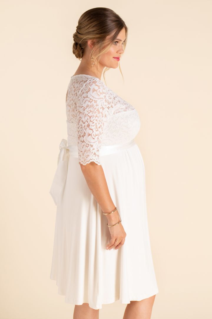 Plus Size Umstandsbrautkleid in A-Linie mit Rückenausschnitt