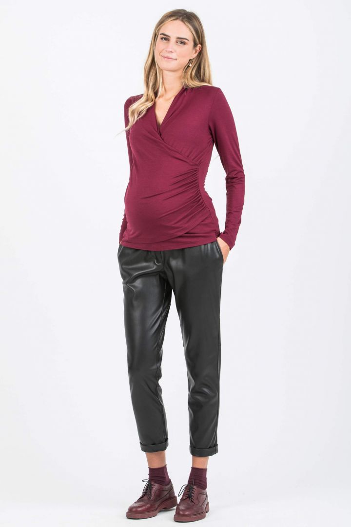 Faux Leather Maternity Trousers Loose Fit