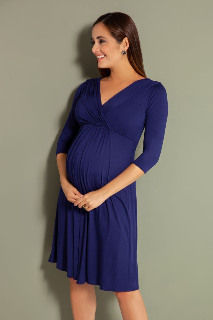 Festive Maternity Dress navy