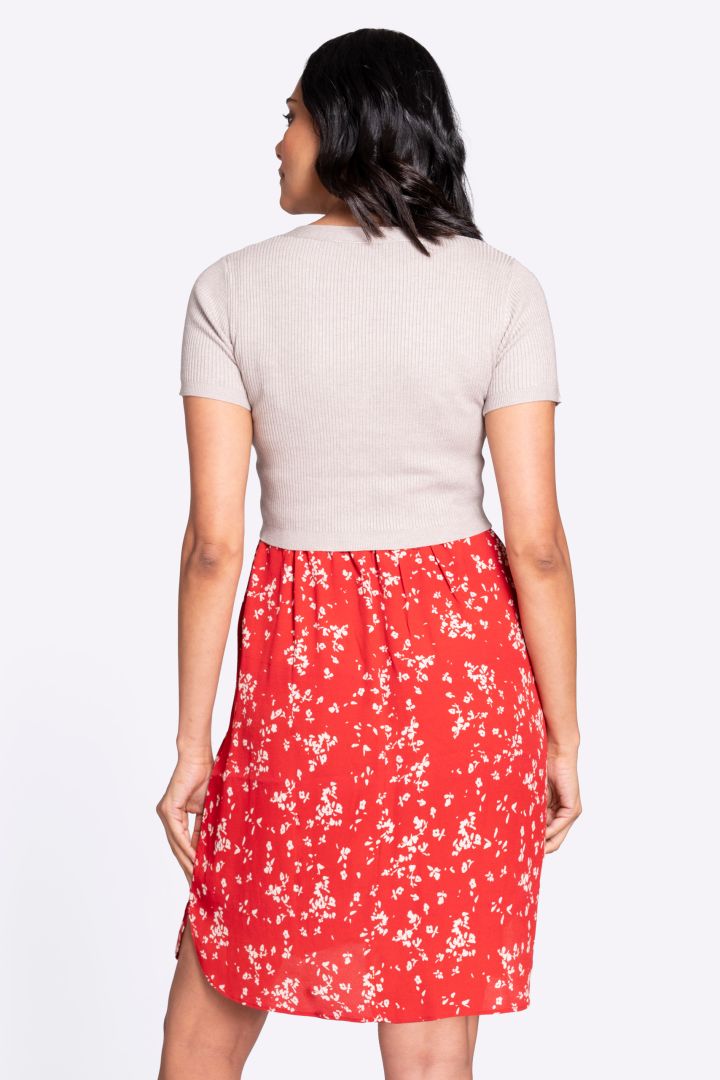 Layered Maternity and Nursing Dress with Flowered Skirt