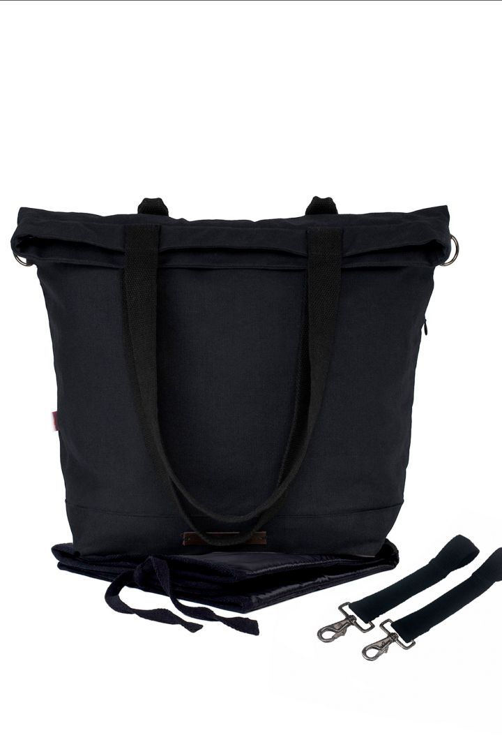 2 in 1 Wickeltasche und Rucksack schwarz