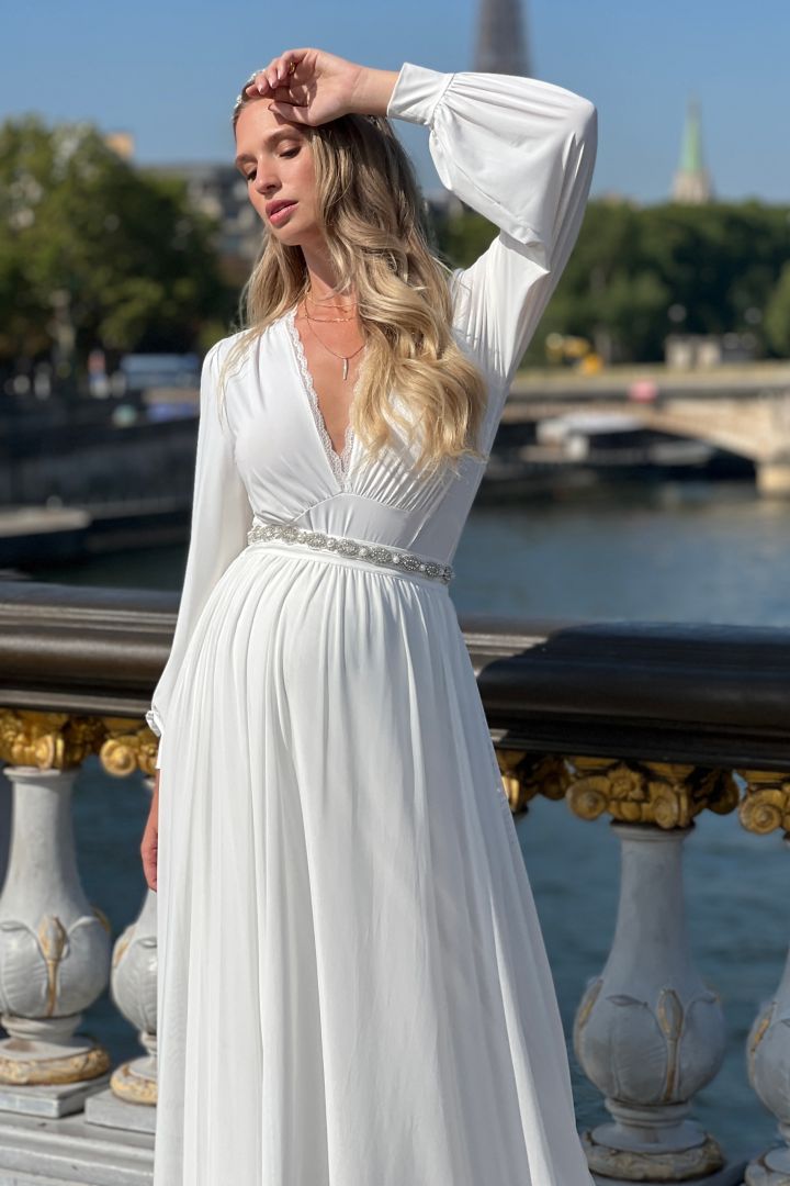 Umstandsbody mit Spitzenbesatz