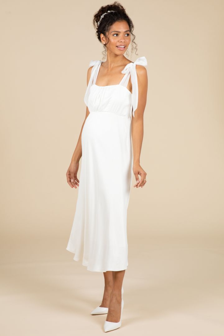 Umstandsbrautkleid mit Organza Schleifen