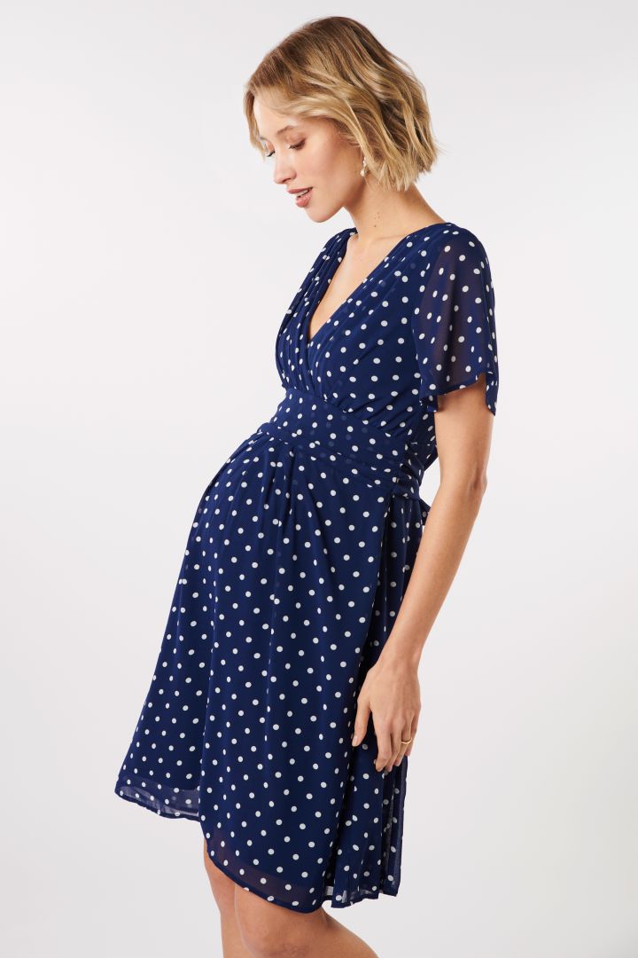 Chiffon Maternity and Nursing Dress with Dots