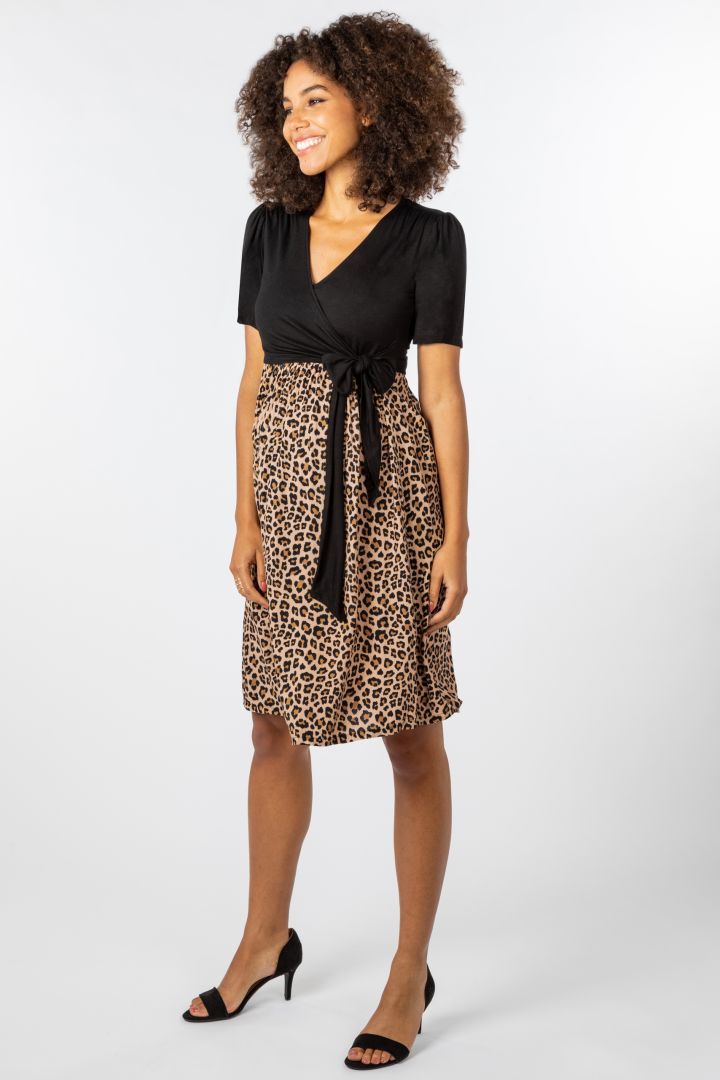 Umstands- und Stillkleid in Wickeloptik Leo Print