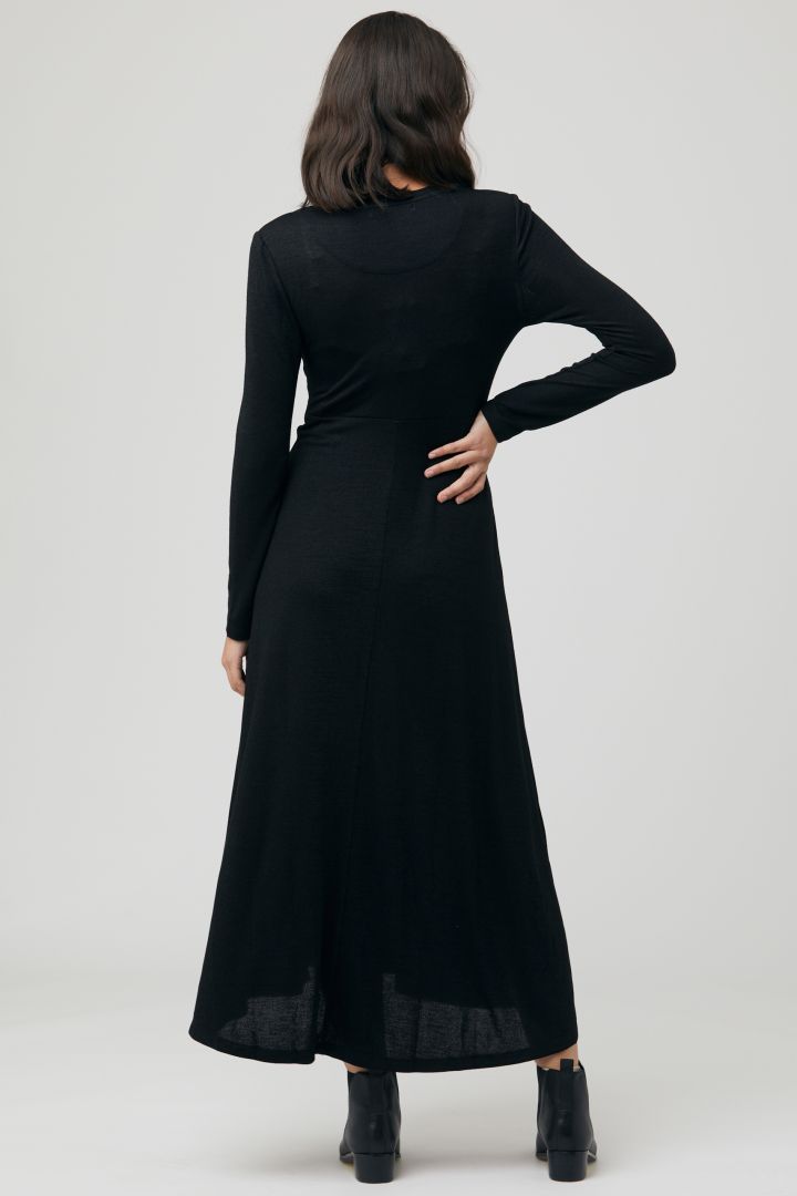 Long Maternity and Nursing Dress with Knot Detail