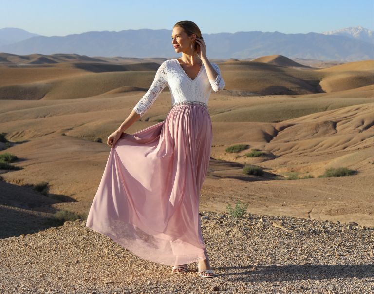 Maxi Umstandsbrautrock aus T&uuml;ll rose