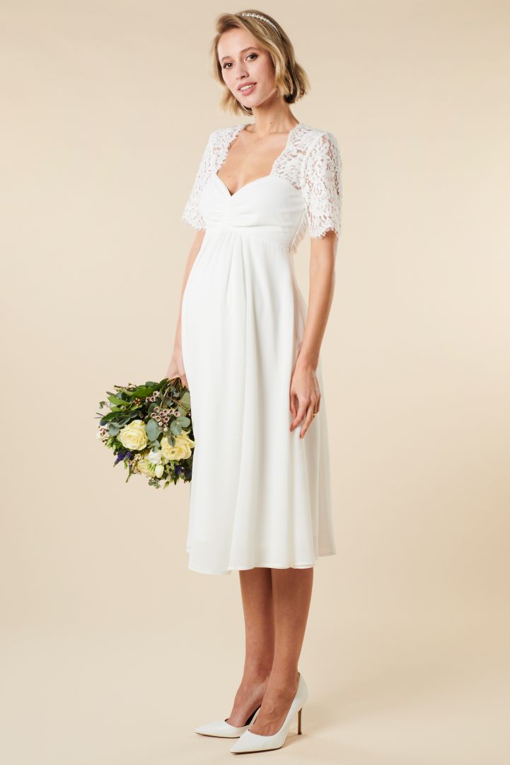 Midi Umstandsbrautkleid mit Sweetheart Ausschnitt