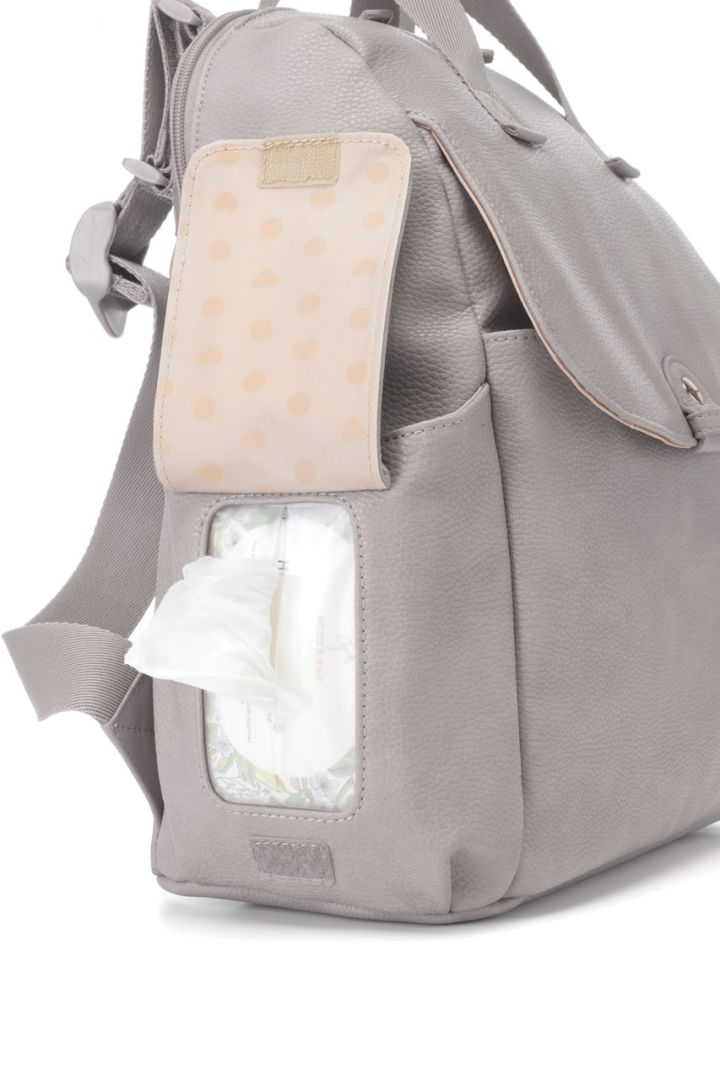 Wickelrucksack aus veganem Kunstleder grau