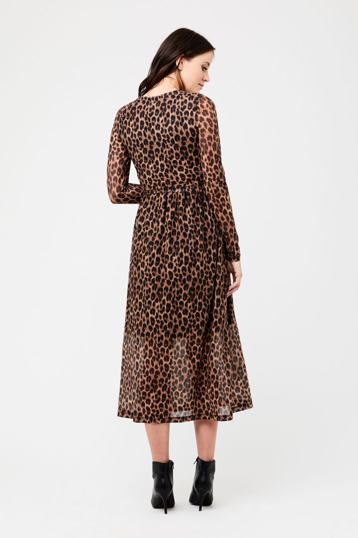 Midi Maternity and Nursing Dress Leopard