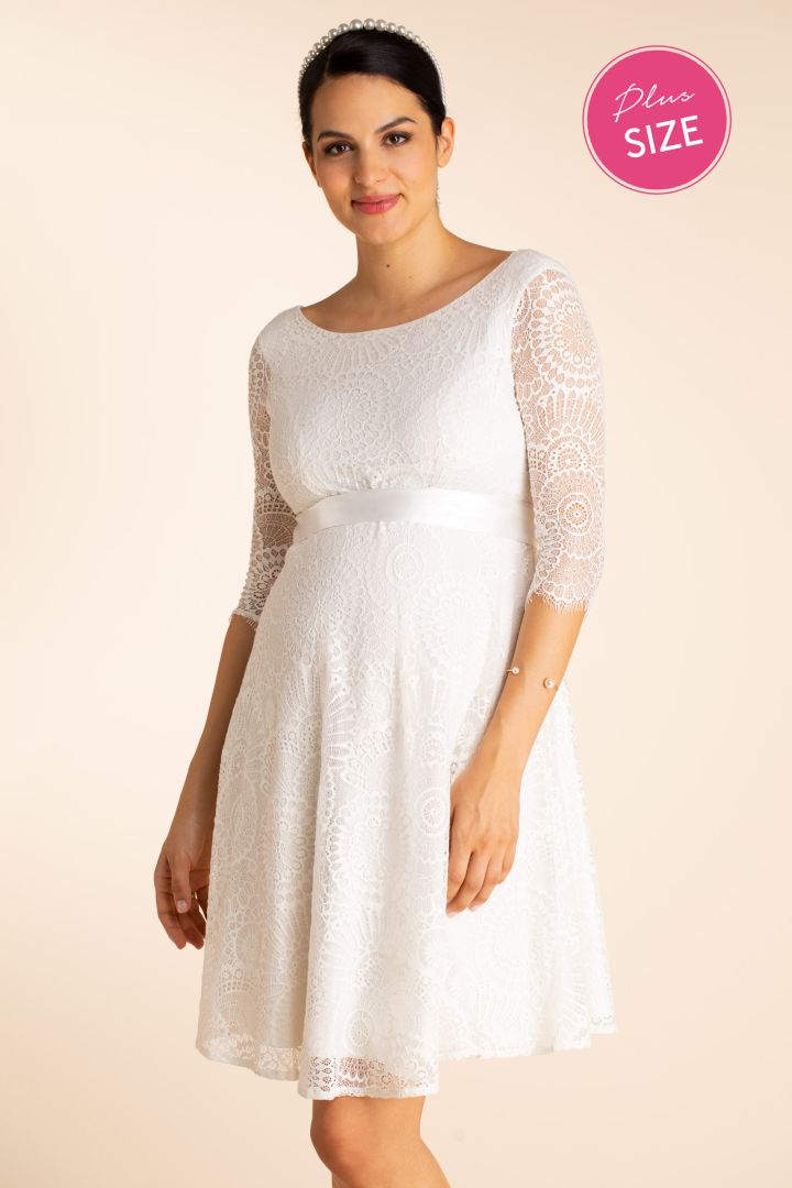 Plus Size A-Linie Umstandsbrautkleid mit Rückenausschnitt