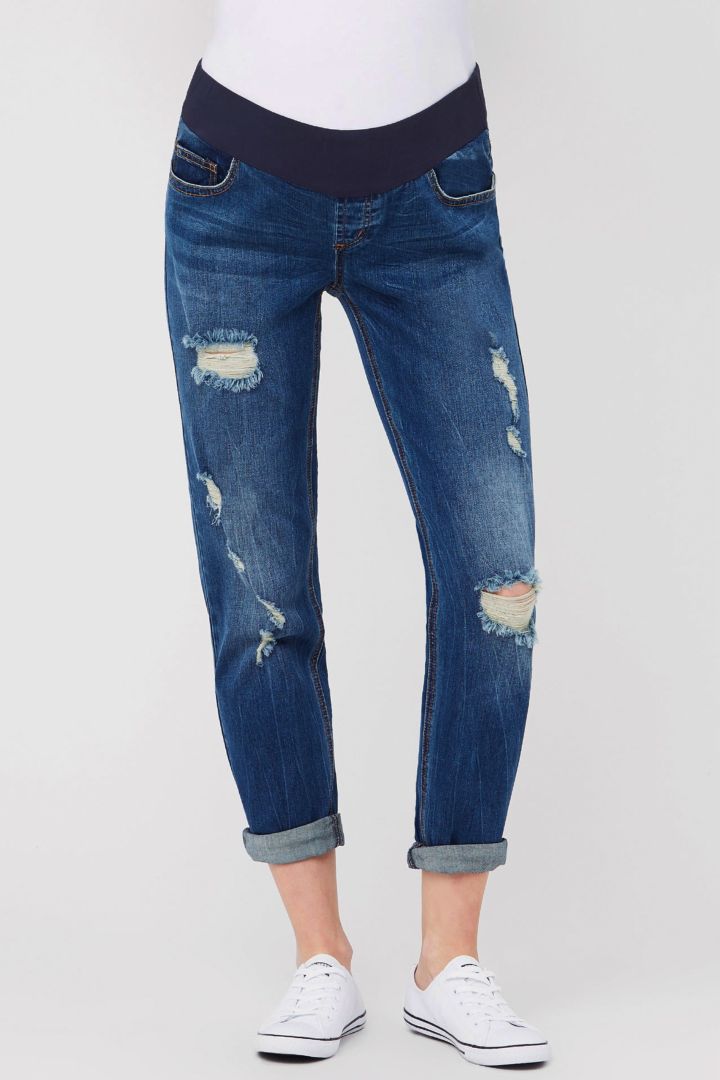 Boyfriend Umstandsjeans im Used-Look