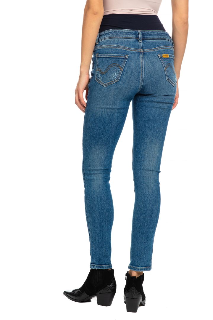 Cotton Maternity Jeggings medium blue
