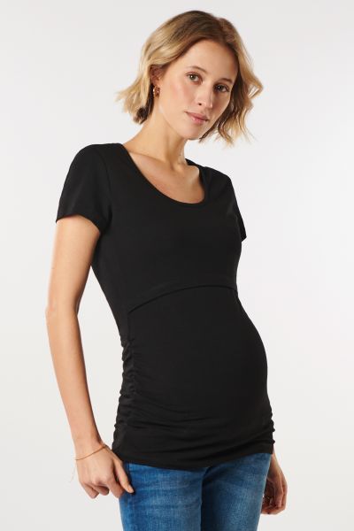 Umstands- und Stillshirt aus Bio-Baumwolle kurzarm schwarz