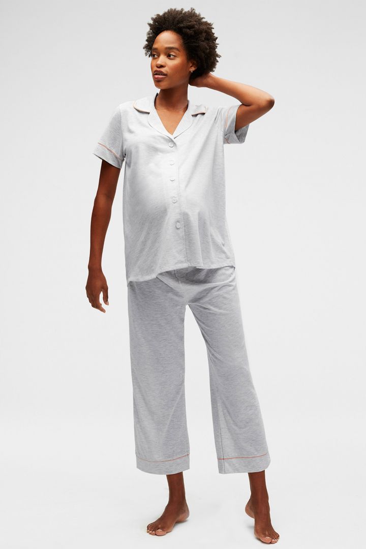 Capri Umstands- und Still Pyjama hellgrau