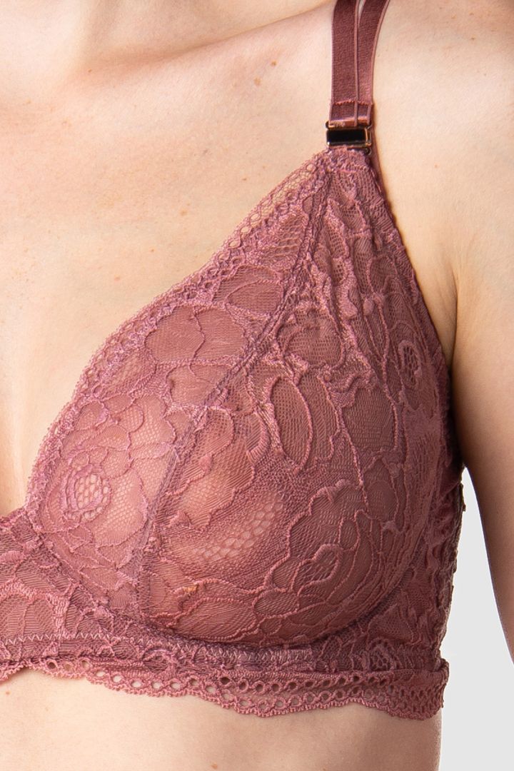 Plunge Schwangerschafts- und Still BH mit Spitzenrücken berry
