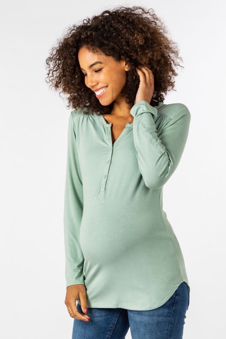 Eco Viskose Henley Umstands- und Stillshirt salbei