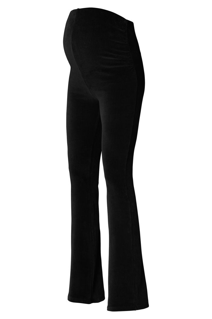 Flared Velvet Maternity Trousers black
