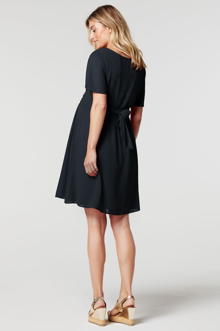 Eco Chiffon Maternity and Nursing Dress navy